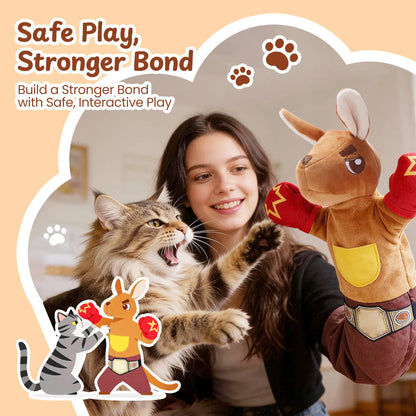 Rumble Roo  Cat Wrestling Toy, 22-Inch Kangaroo Puppet with Catnip Pouches & Treat Pocket