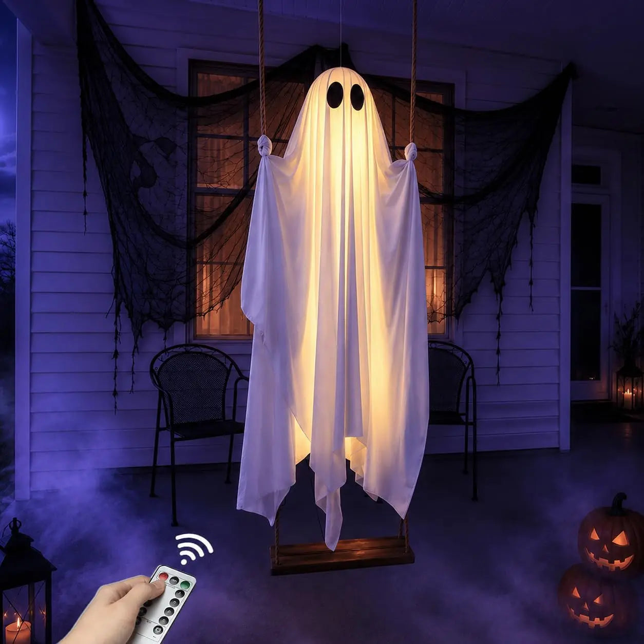 Halloween Decorations Outdoor - 5FT Large Hanging Ghost Swing