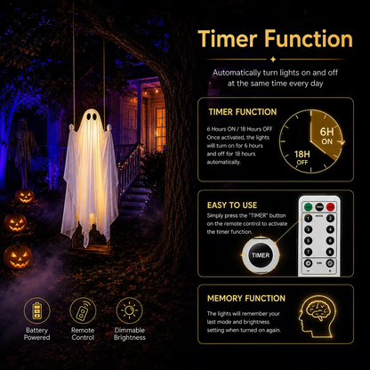 Halloween Decorations Outdoor - 5FT Large Hanging Ghost Swing