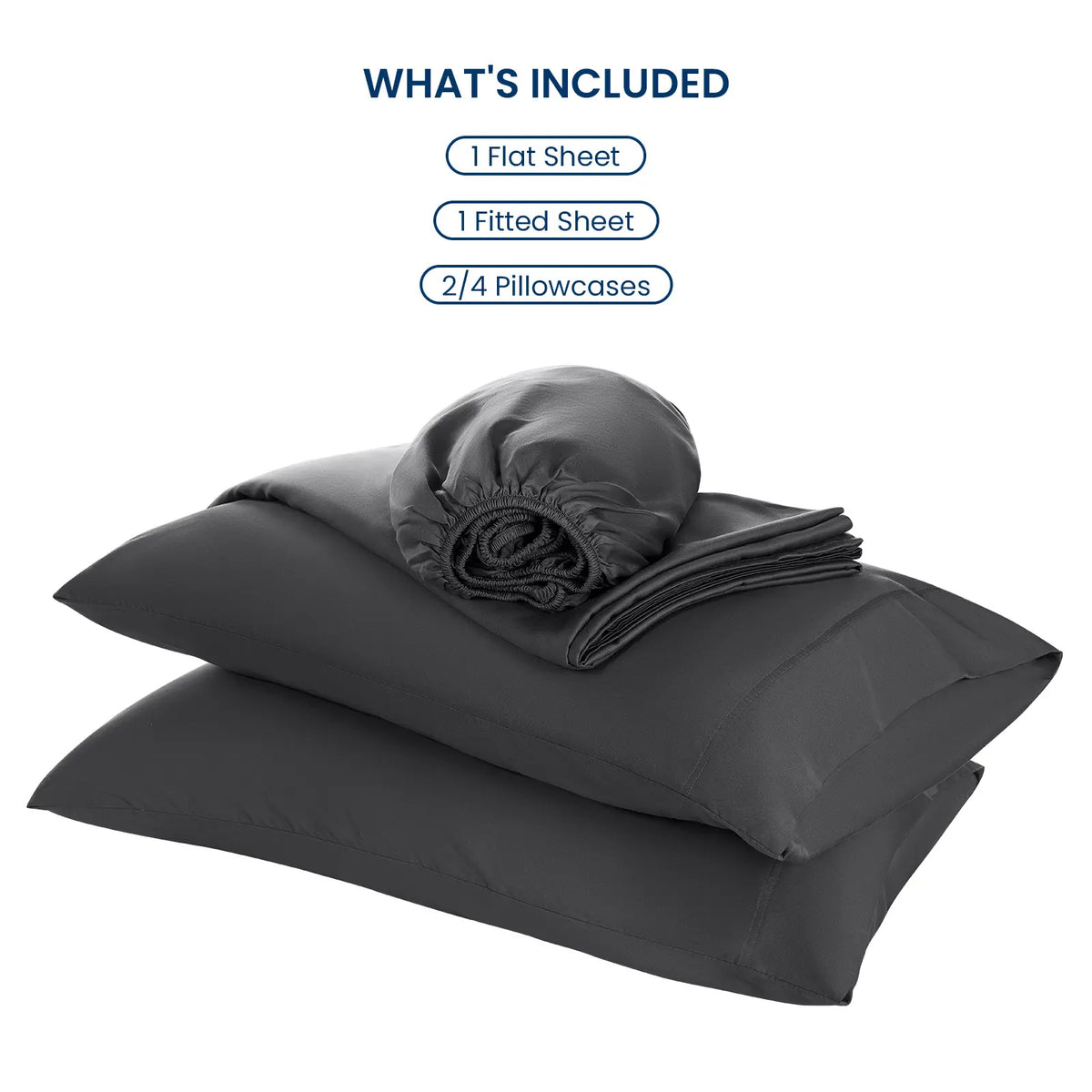 4/6 Pc Bedding Set，Cooling Breathable, Hotel Luxury Super Silky Soft, Wrinkle & Fade