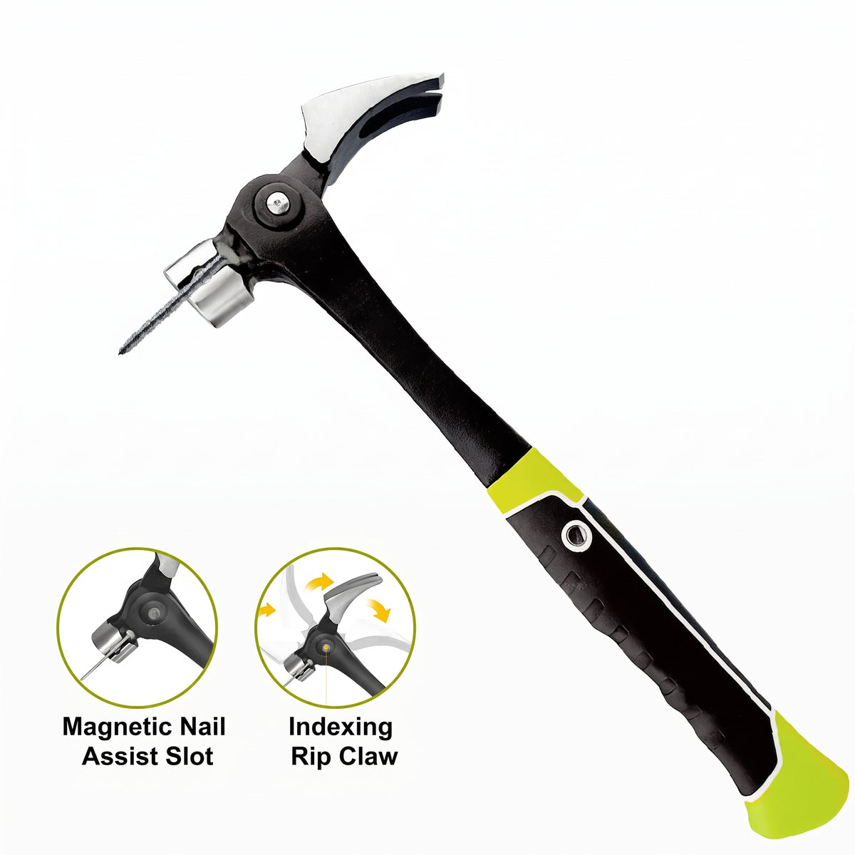 [2-Pack] Ultimate Multi-Angle Claw Hammer with Magnetic Nail Starter