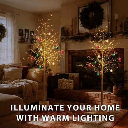 6ft Lighted Birch Tree with 544 Warm White LEDs | Auto Timer