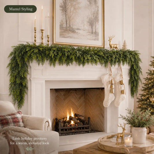 6FT Real Touch Cedar Garland 2-Pack | Christmas Mantel Decor