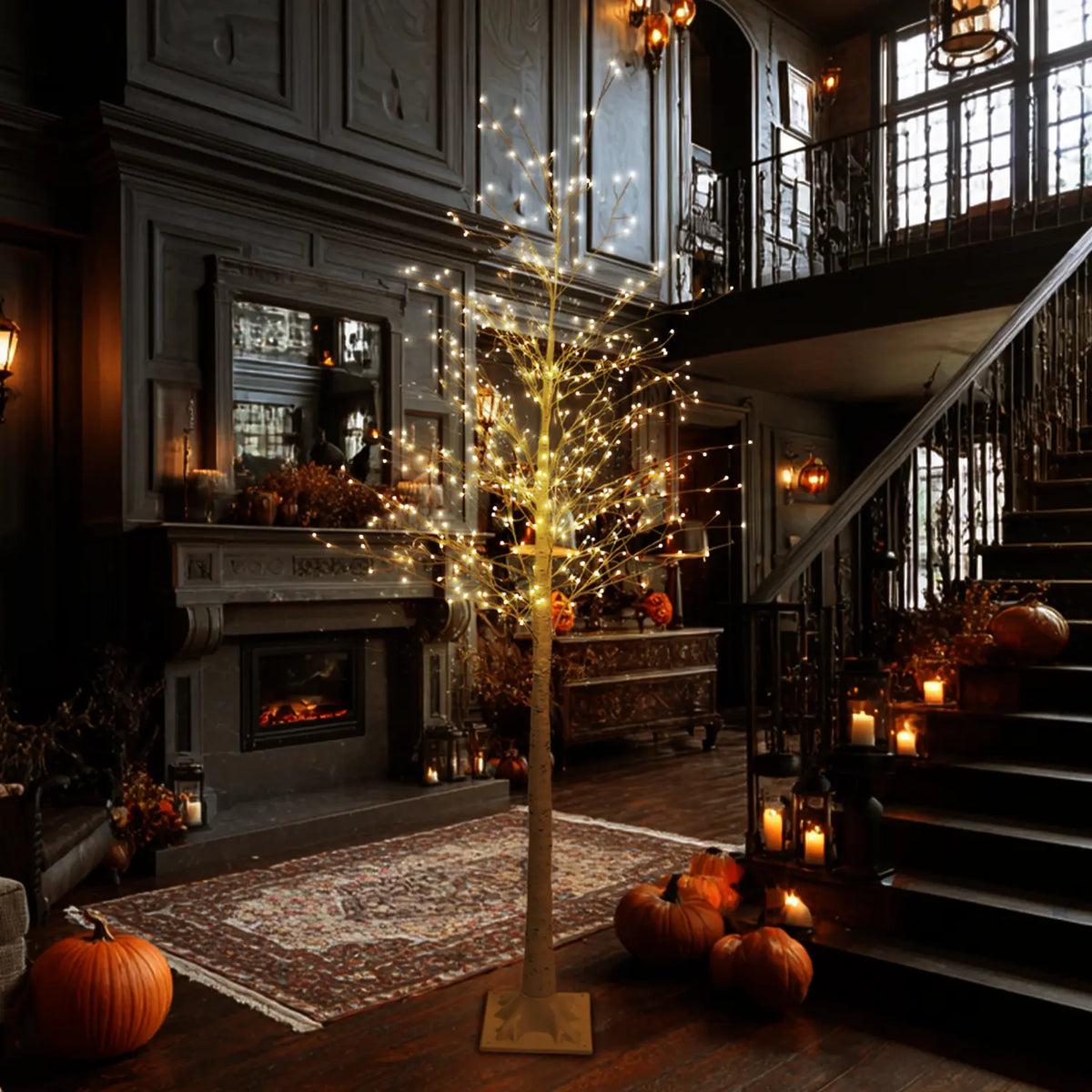 6ft Lighted Birch Tree with 544 Warm White LEDs | Auto Timer