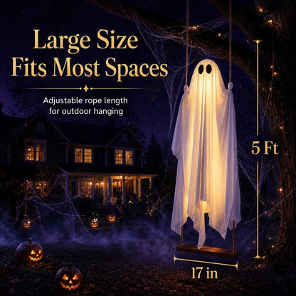 Halloween Decorations Outdoor - 5FT Large Hanging Ghost Swing